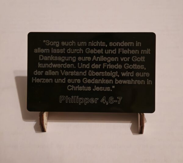 Bibelvers Karte Metall, personalisiert